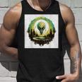 かわいいグリーンエイリアンヘッドufoスペースフェイス タンクトップ 彼への贈り物