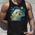 かわいいマルチーズドッグ 星月夜 ヴィンセント・ヴァン・ゴッホ絵画 タンクトップ 彼への贈り物
