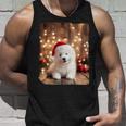 かわいい子犬の動物のクリスマス–サモエド犬のグラフィック タンクトップ 彼への贈り物