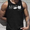 ねこさん 3 スリー Neko・Neko・Neko 黒猫・ハチワレ・白猫【どうぶつフレンズ】不機嫌猫 顔イラスト タンクトップ 彼への贈り物