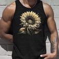 エレガントなビンテージひまわり植物芸術 タンクトップ 彼への贈り物