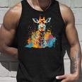 カラフルなキリン 動物 恋人 スプラッシュアート タンクトップ 彼への贈り物