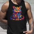 サイケデリック マンガ 猫 カラフル ファンタジー 曼荼羅スタイル タンクトップ 彼への贈り物