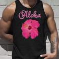 ハイビスカス Aloha アロハ《赤》（ハワイ・南国・フラダンス）夏【ビューティフル フラワー】キュート デザイン タンクトップ 彼への贈り物