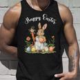 ハッピーイースターバニーニンジンイースターエッグ イースターラビットアートワーク タンクトップ 彼への贈り物
