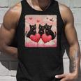 ハートのある黒猫 バレンタインデー アートペインティング タンクトップ 彼への贈り物