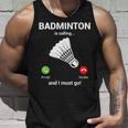 バドミントン呼び出しバドミントン愛好家面白いバドミントン選手 タンクトップ 彼への贈り物