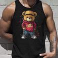 ヒップホップのテディベア、クールなアーバンノベルティグラフィック。 タンクトップ 彼への贈り物
