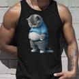 ファニー ファット 悲しい猫 アートデザイン 太った子猫 猫好き タンクトップ 彼への贈り物