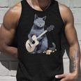 ミュージシャン ロシアンブルー猫 ギタリスト 猫とギター タンクトップ 彼への贈り物