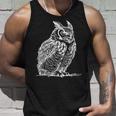 ラインアート 鳥・鳥類学者 オオツノフクロウ タンクトップ 彼への贈り物