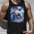 レインボーギャラクシー 宇宙に乗るサメに乗る猫 タンクトップ 彼への贈り物