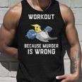ワークアウト Because Murder Is Wrong 面白いオウム オカメインコ 鳥 タンクトップ 彼への贈り物