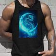 三日月のドラゴン ブルーギャラクシー天文学 アート タンクトップ 彼への贈り物