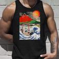 江戸日本 浮世白斎 赤富士山・津波 タンクトップ 彼への贈り物