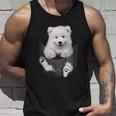 犬好きの方へのギフト サモエド ポケットに入った面白い犬の顔 タンクトップ 彼への贈り物