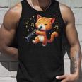 猫好きのためのかわいい猫のデザイン 猫がクラリネットを弾く タンクトップ 彼への贈り物