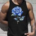 美しいブルーローズフローラルブルーフラワー タンクトップ 彼への贈り物
