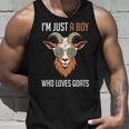 面白い農場の動物 ヤギ好き ただの少年 ヤギが大好きな人 タンクトップ 彼への贈り物