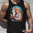 馬のファンのためのアニメガールの象徴的な乗馬デザイン。 タンクトップ 彼への贈り物