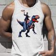 Dino Abraham Lincoln 4Th Of July Boys American Flag タンクトップ 彼への贈り物