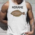 Hirame ヒラメ 平目 鮃 魚好き 願掛け 釣り好き 海釣り 趣味 おもしろ 寿司ネタ 趣味釣り 船釣り 釣り タンクトップ 彼への贈り物