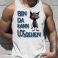 Katze Bin Da 'T Losgehen ファニーステートメントキャット タンクトップ 彼への贈り物