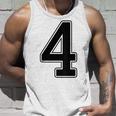 【バックプリント・背中側】4 数字 背番号 ユニフォーム ナンバー【ブラック／黒の文字】スポーツ 野球 サッカー 部活 タンクトップ 彼への贈り物