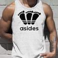 【バックプリント・背中側】アシデス Asides 足です。【変なデザイン屋さん】スポーツ ブランド パロディ 面白 タンクトップ 彼への贈り物