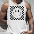 イエロー スマイル フェイスシャツ かわいい チェック柄 スマイル ハッピー タンクトップ 彼への贈り物