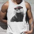 カワウソ アニマル柄 動物園 図面 イラスト 顔 カワウソ タンクトップ 彼への贈り物