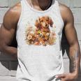 クリーム色の花のダックスフント 愛らしいミニドキシー犬 タンクトップ 彼への贈り物