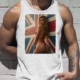 セクシーガールグラフィックtシャツ 「ホットピンナップガール&イギリスの旗」 長袖tシャツ タンクトップ 彼への贈り物