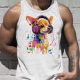 チワワの恋人 ポップアート ヘッドフォンを着て おもしろい チワワ 長袖tシャツ タンクトップ 彼への贈り物