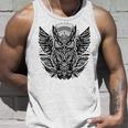 トライバル グレートフクロウ トーテム タトゥー 幾何学模様 タンクトップ 彼への贈り物