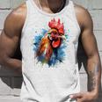 ニワトリ 動物 絵画 グラフィック 抽象 カラフル チキン タンクトップ 彼への贈り物