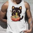 ヌードルキャット黒猫ラーメンデザイン タンクトップ 彼への贈り物