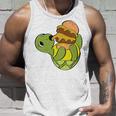 ハンバーガーを食べるかわいいカメ 面白いハンバーガー 長袖tシャツ タンクトップ 彼への贈り物