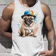 パグ、スナップバック キャップ、犬、カラフル、面白い、動物プリント タンクトップ 彼への贈り物