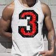 数字 3 ヴィンテージブラック&レッド タンクトップ 彼への贈り物