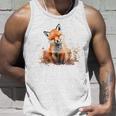 笑顔 水彩 キツネ 森林 動物 タンクトップ 彼への贈り物