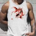 鯉 赤黒 アクアリウム ニシキゴイ 観賞魚 イラスト バックプリント タンクトップ 彼への贈り物