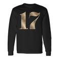 17 セブンティーン 誕生日 お気に入り 数字 フルール・ド・リス デザイン 長袖Tシャツ ギフトのアイデア