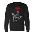Asl I Love You Hand Heart アメリカ手話 長袖Tシャツ ギフトのアイデア