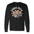 Corgis Rock かわいいコーギー犬トリオ ロックアウト ギターを弾く 長袖Tシャツ ギフトのアイデア