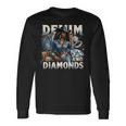 Denim And Diamonds African Melanin Swag Cowgirls Western Long Sleeve T-Shirt Gifts ideas