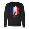 Enjoy Travel Paris France Flag & Eiffel Tower Graphic 長袖Tシャツ ギフトのアイデア