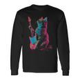 Feline Groove ロックギター 猫デザイン 音楽愛好家向け 長袖Tシャツ ギフトのアイデア