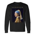 Johannesermeer アーティスト向け 真珠のイヤリングを持つ少女 長袖Tシャツ ギフトのアイデア