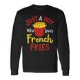 Just A Boy Who Loves French Fries フライドポテト じゃがいも ヴィーガン 長袖Tシャツ ギフトのアイデア